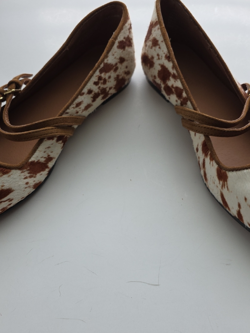 Madewell Greta  Strappy Ballete Flat Double Strap Calf Hair Rusett Multi Size 6 - Picture 8 of 12